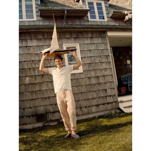 Marine Layer Saturday Athletic Fit Drawstring Waist Pants Faded Khaki Tan XXL - Picture 6 of 16